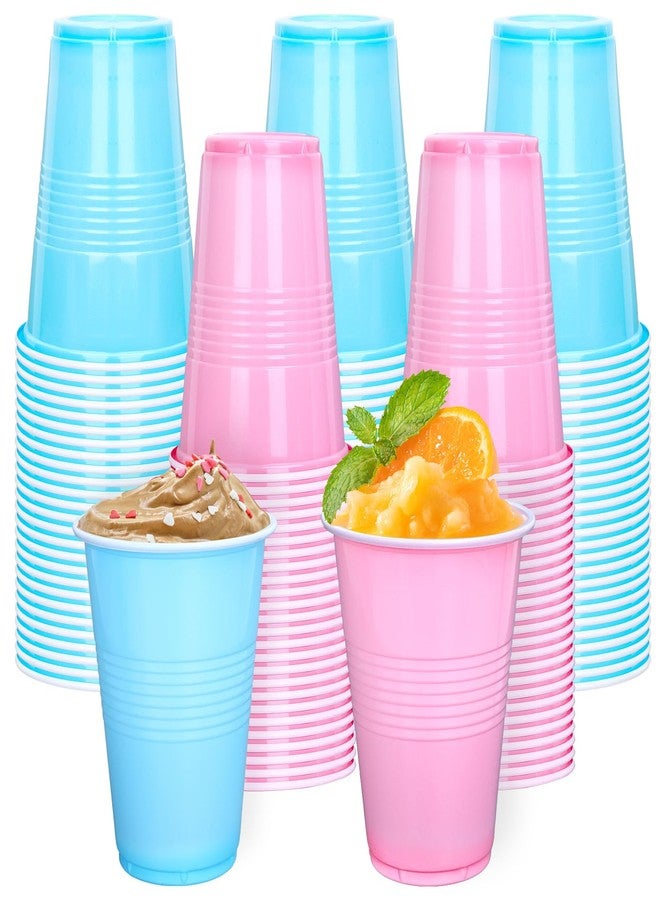 JarThenaAMCS 100Pcs Pink Blue Plastic Cup 16Oz 2 Colors Disposable Drinking Cups Stackable Party Cups for Gender Reveal Baby Shower Birthday Party Supplies - Image 1